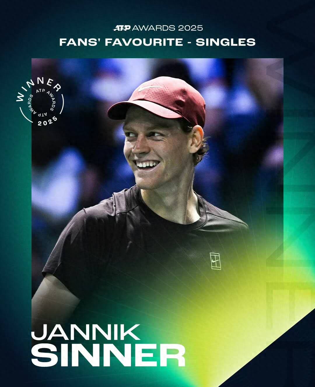 Jannik Sinner winning ATP's Most Popular Player award for three consecutive years sparks heated debate, with fans defending Alcaraz.
