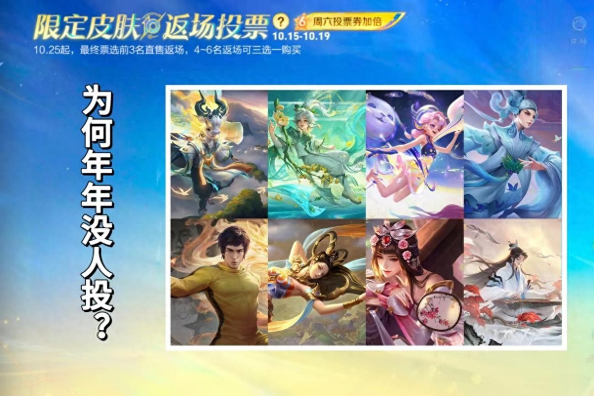 After the anniversary skin voting returns, players can get them for free, so why don’t they vote? The biggest barrier is that it’s free.