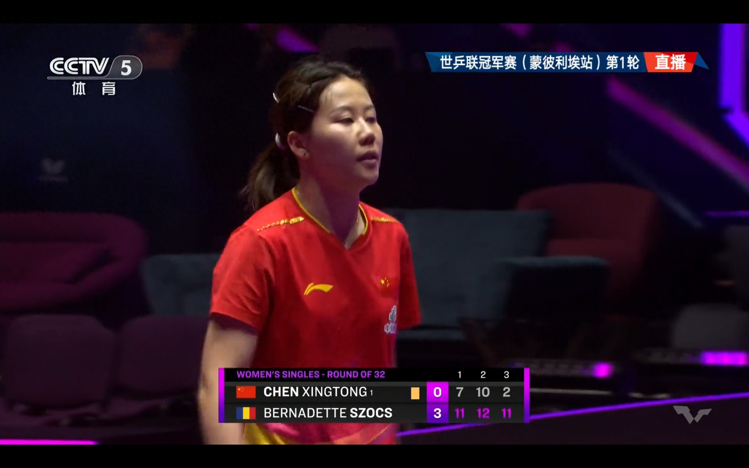 Huge upset: Chen Xingtong was defeated 0-3 by Szocs, getting eliminated in the first round without winning a game.