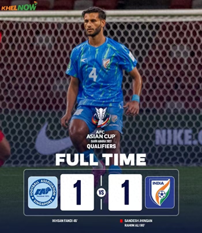 Despite having a population of 1.4 billion, India struggles to play good football, drawing with Hong Kong and Singapore in the Asian qualifiers, earning only 2 points from 3 matches.