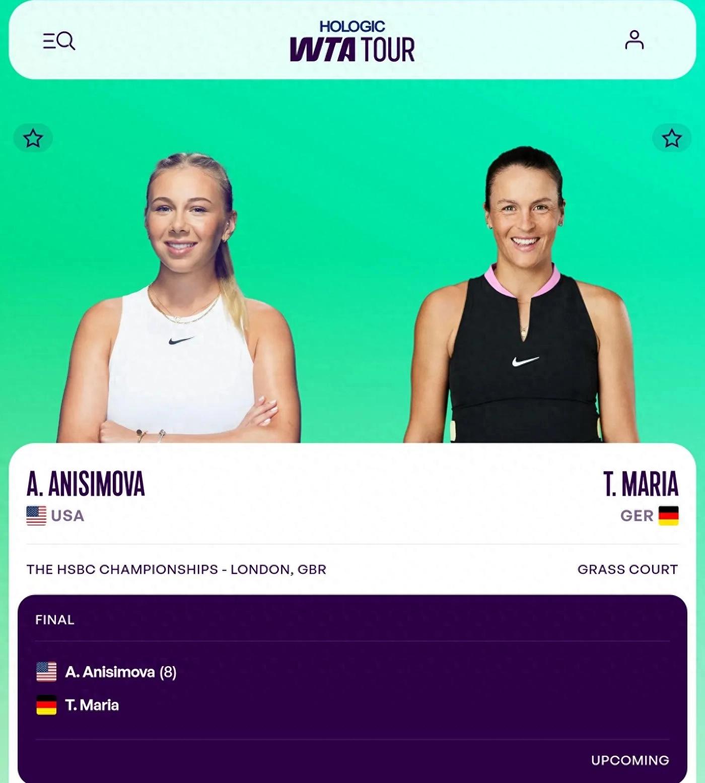 WTA Queen's Cup tonight (6.15) 8 o'clock semifinals Maria VS Anisimova live broadcast on Youku