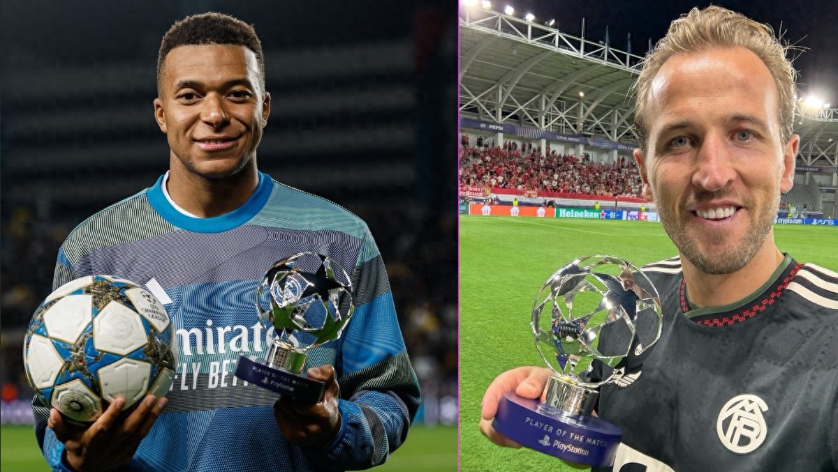 Top two forwards in football clash remotely in the Champions League: Mbappé with 9 goals in 13 games, Kane with 17 goals in 9 games.