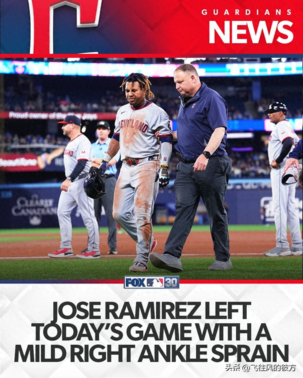 Guardians star Ramirez is bizarre injured at first base, and the preliminary inspection report is optimistic