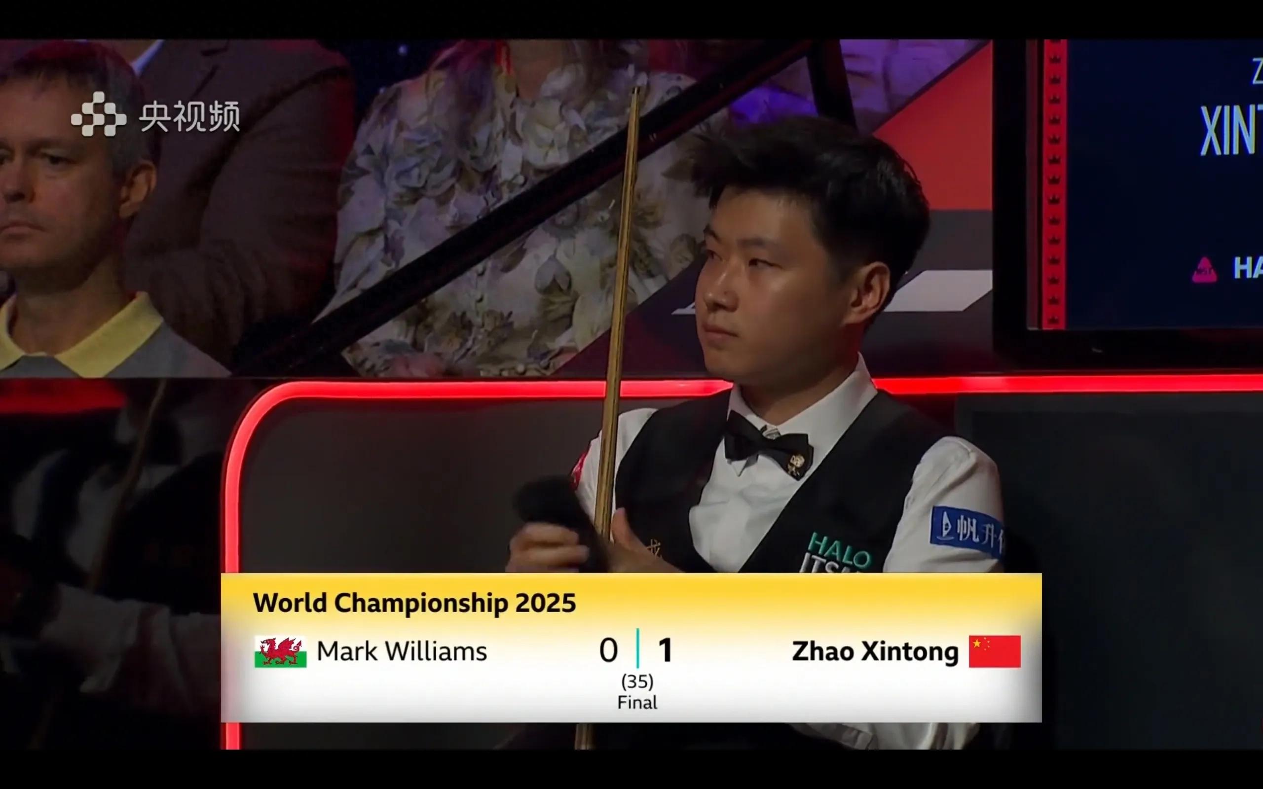The latest report of the Snooker World Championship Zhao Xintong leads Williams 1-0 and will play again at two o'clock in the morning tomorrow