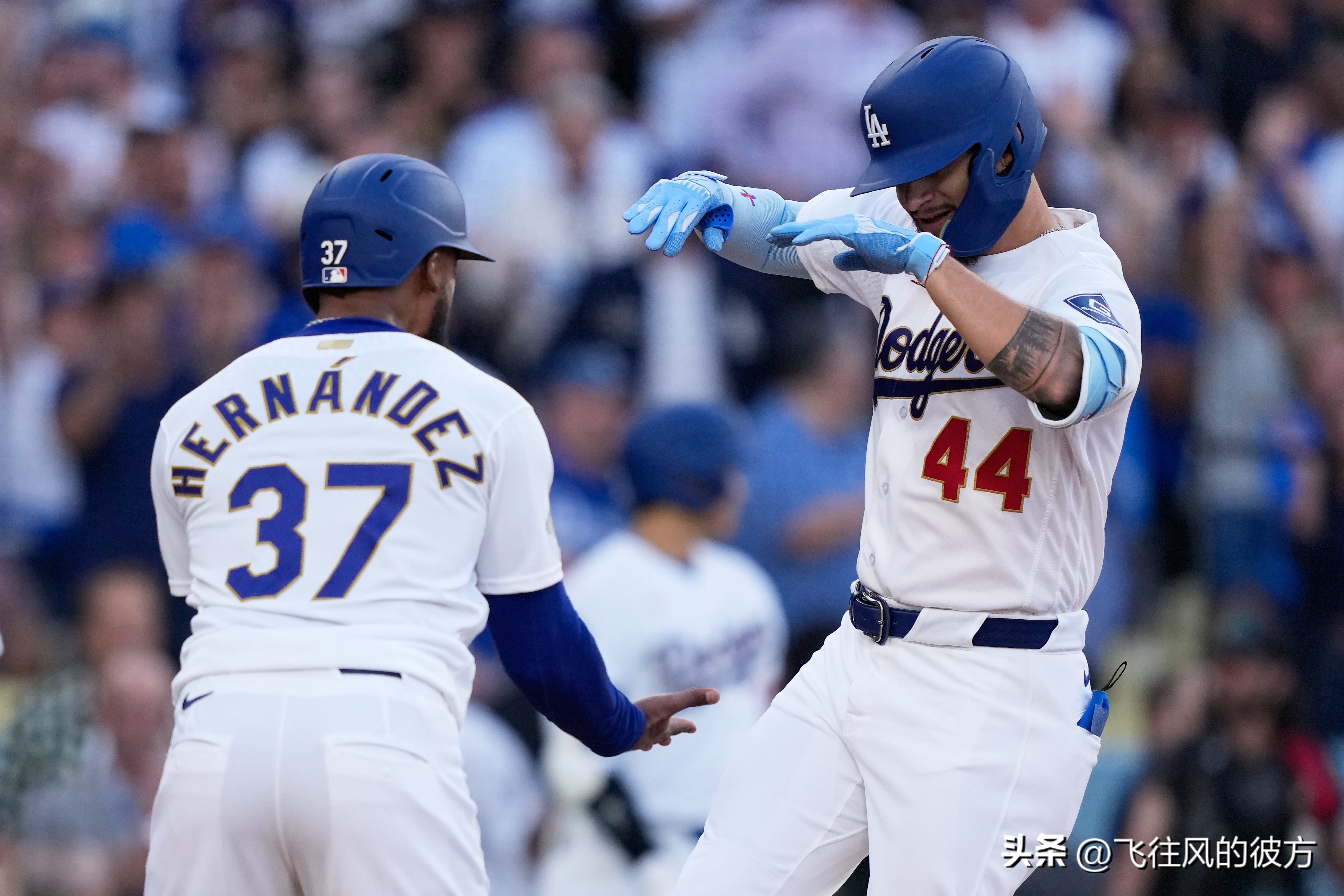 Pages launches a home run in the opening game, delivering a crucial hit that helps the Dodgers secure a strong start.