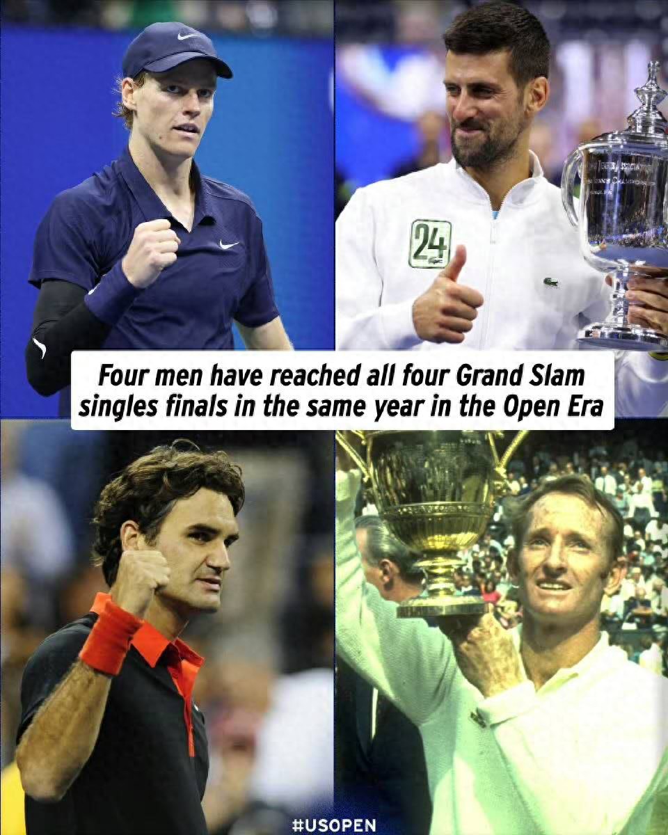 Surpassing Federer to become the youngest player to reach all Grand Slam finals in a single season, where does Sinner rank in consecutive final appearances?