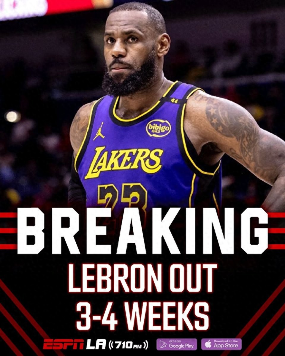 James misses the season opener for the first time! He will be sidelined for 3-4 weeks due to sciatica, sparking jokes about rubbing some Hennessy on it.