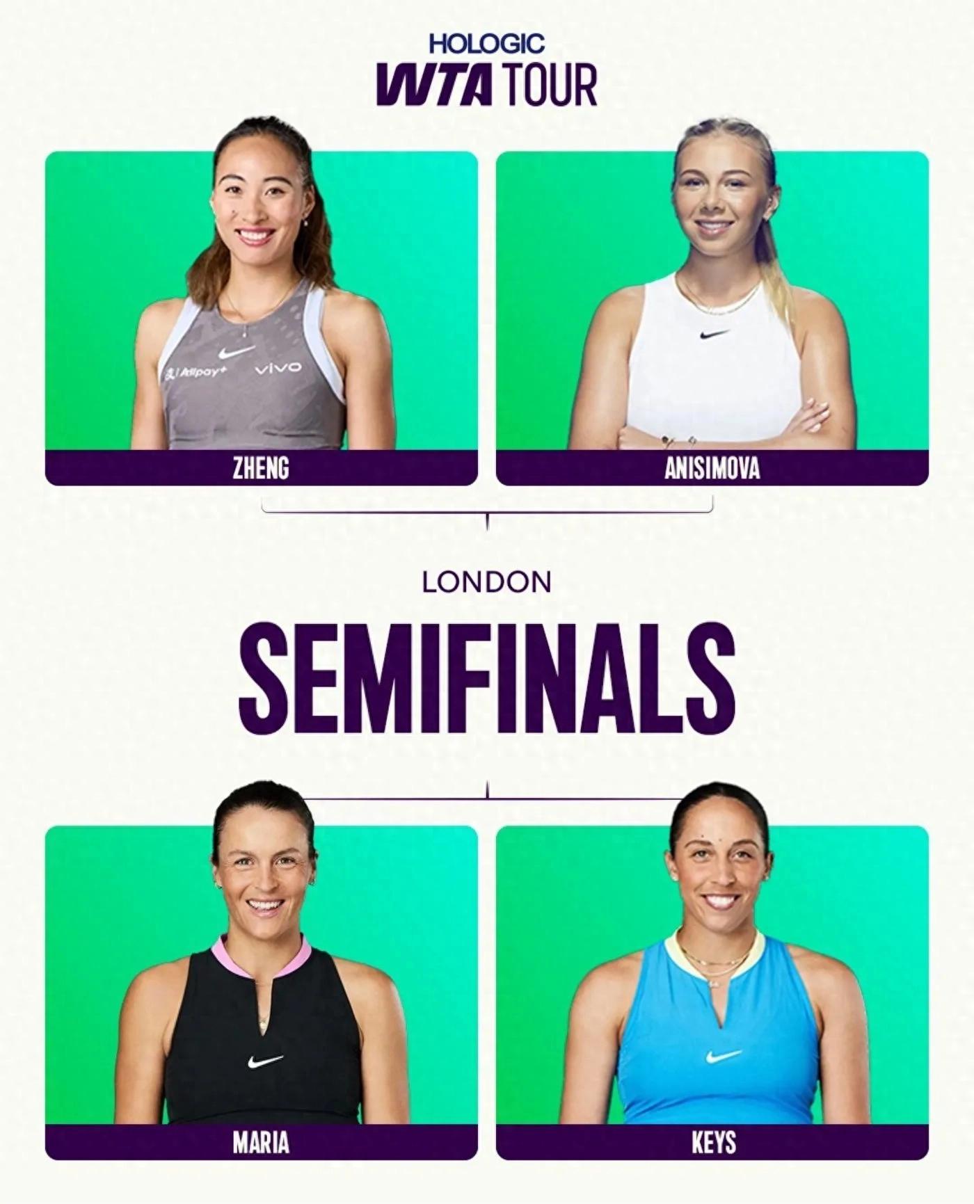 WTA London Station today (6.14) two semi-finals kicked off, Youku live broadcast, Zheng Qinwen played