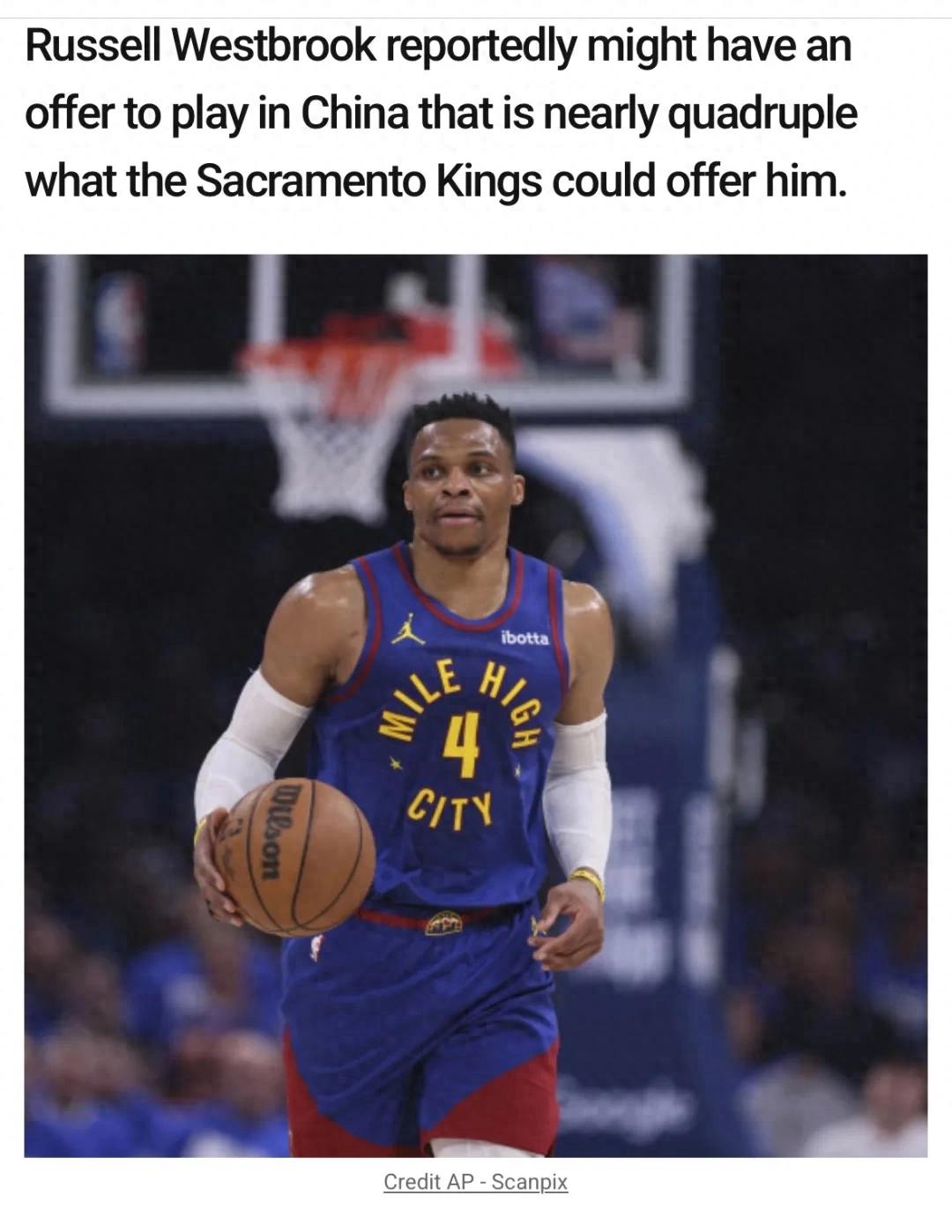 4 times! Report reveals Chinese team’s offer to Westbrook! He is the king of triple-doubles.