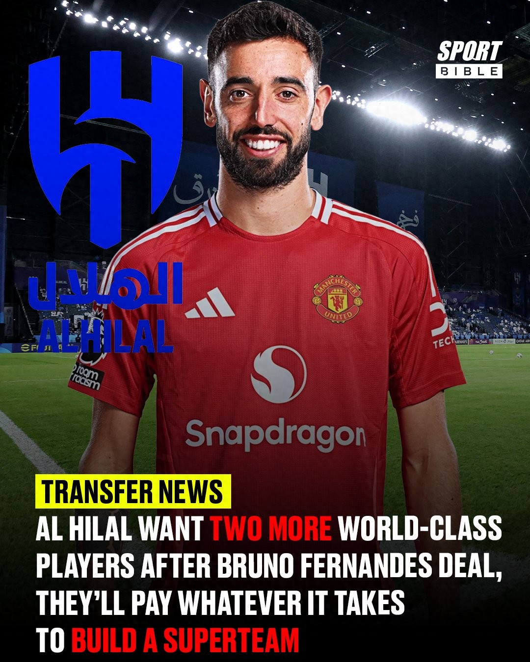 It was revealed that Riyadh Crescent is willing to give Manchester United 120 million pounds to sign B fees, with a weekly salary of 1.25 million before tax! Its budget is over 500 million