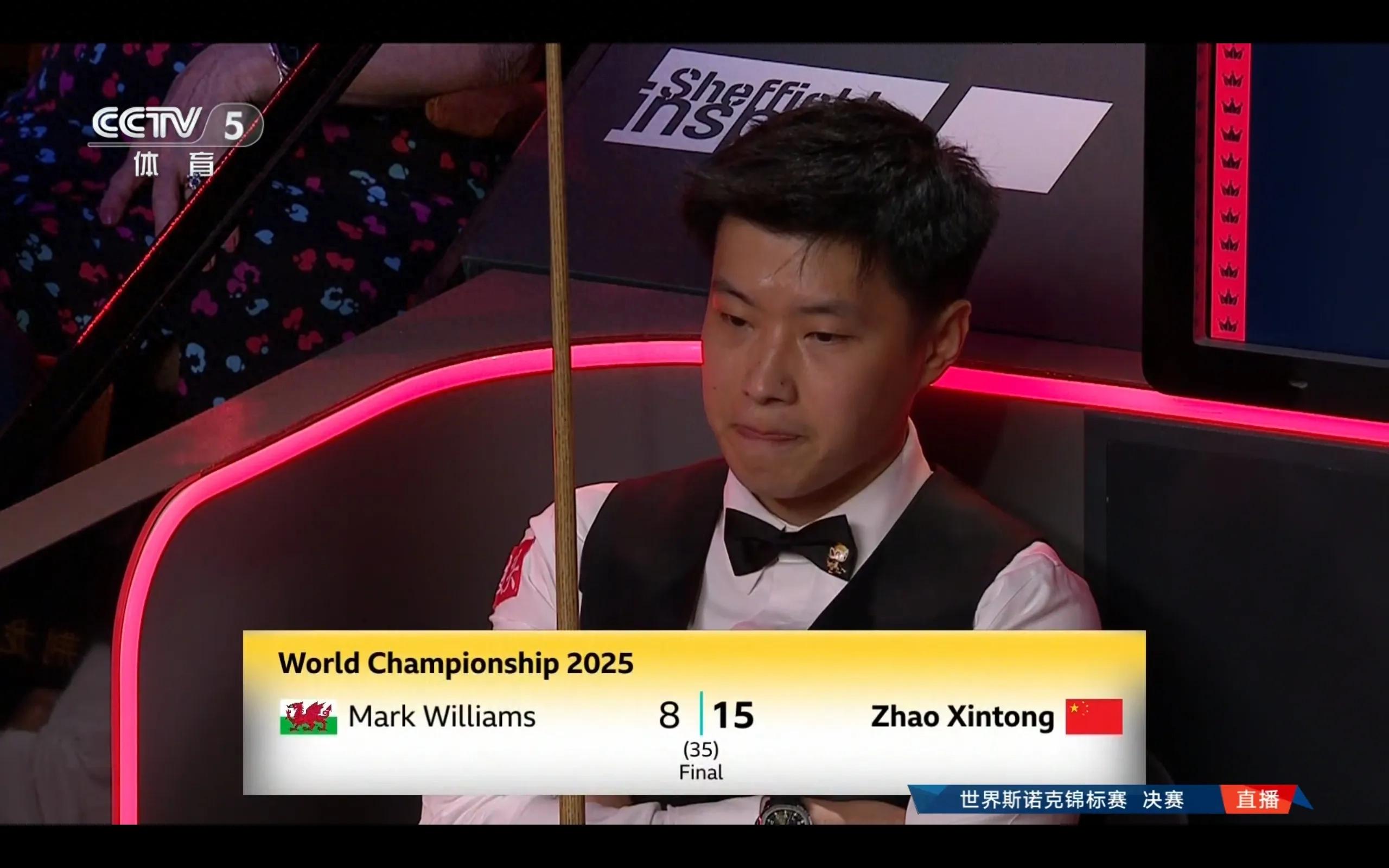 The latest news CCTV-5 will broadcast the Snooker World Championships live at 2 o'clock in the morning tomorrow 5.6, and Zhao Xintong will play