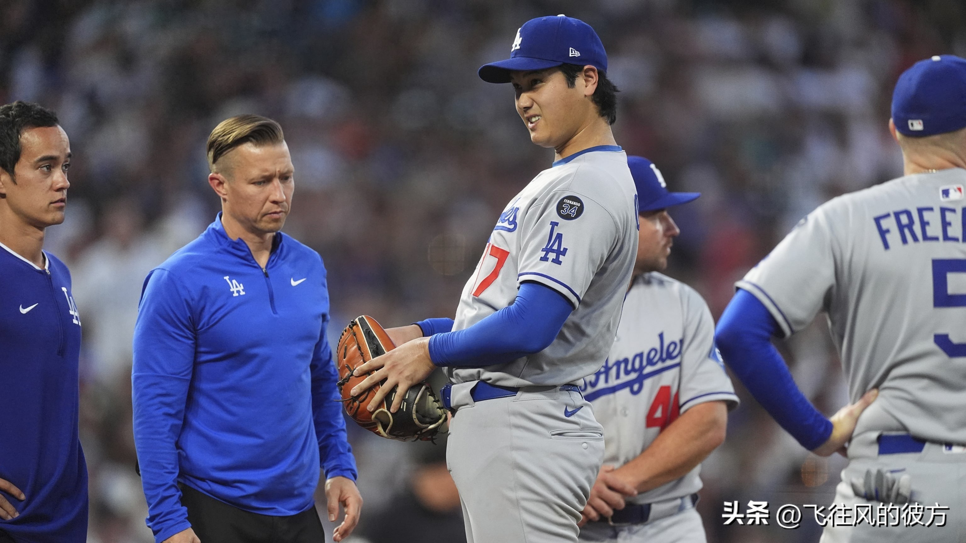 Shohei Ohtani left the game early due to a contusion on his right thigh and is expected to return to the starting lineup the day after tomorrow.
