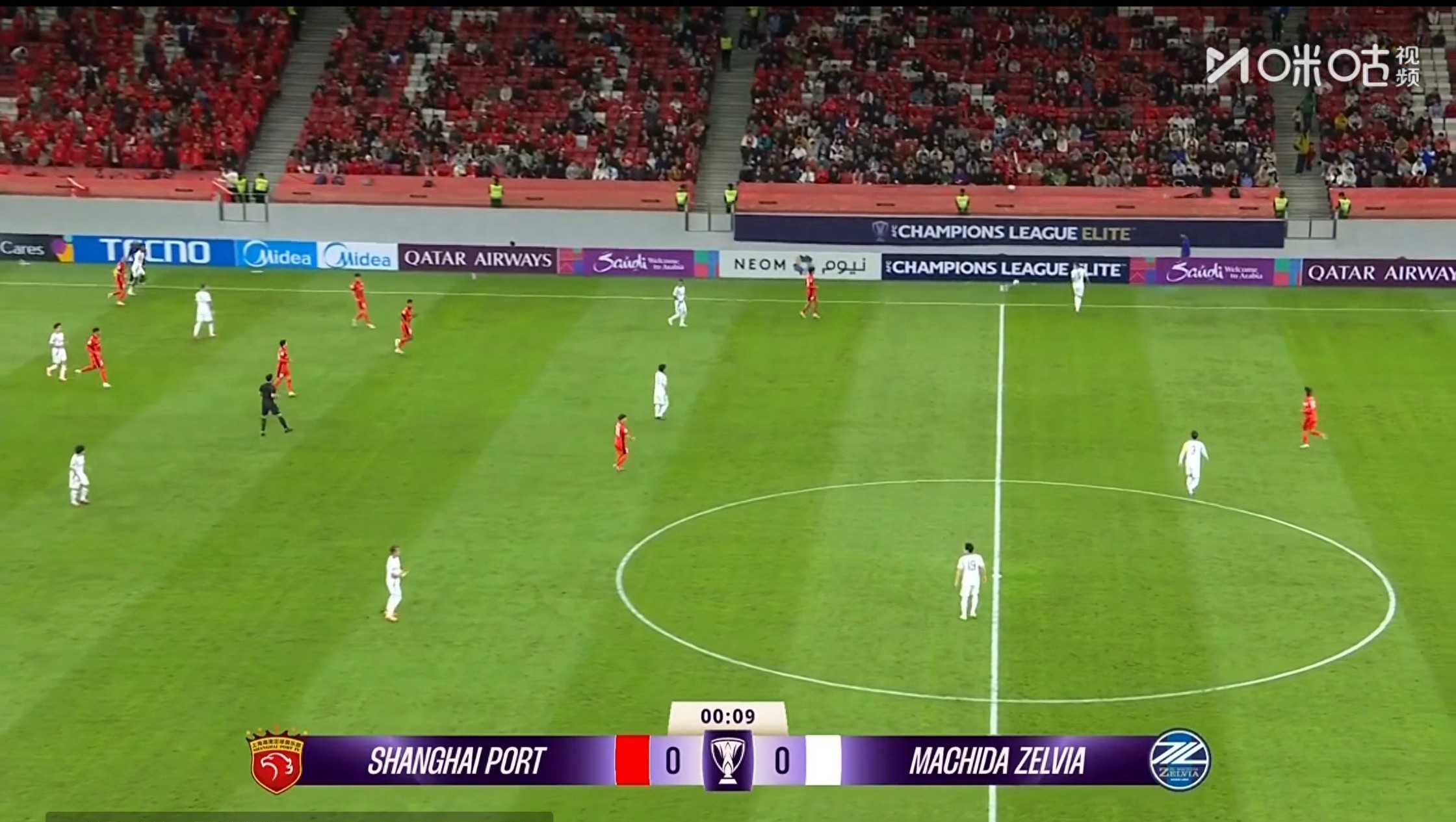 The AFC Champions League is live now: Shanghai Port VS Machida Zelvia, Chengdu Rongcheng lost 0-2.