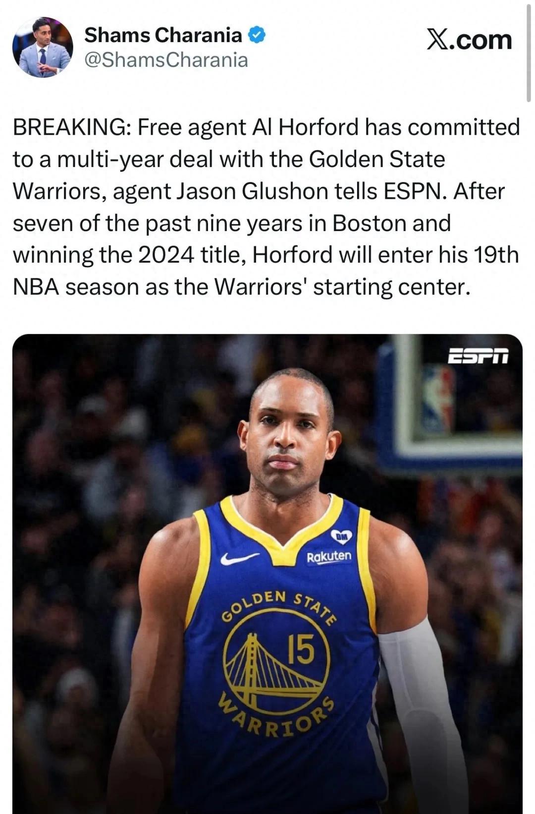 Incredible, the Warriors are incredible! The starting four combine for 147 years of age! The oldest team in NBA history is born.