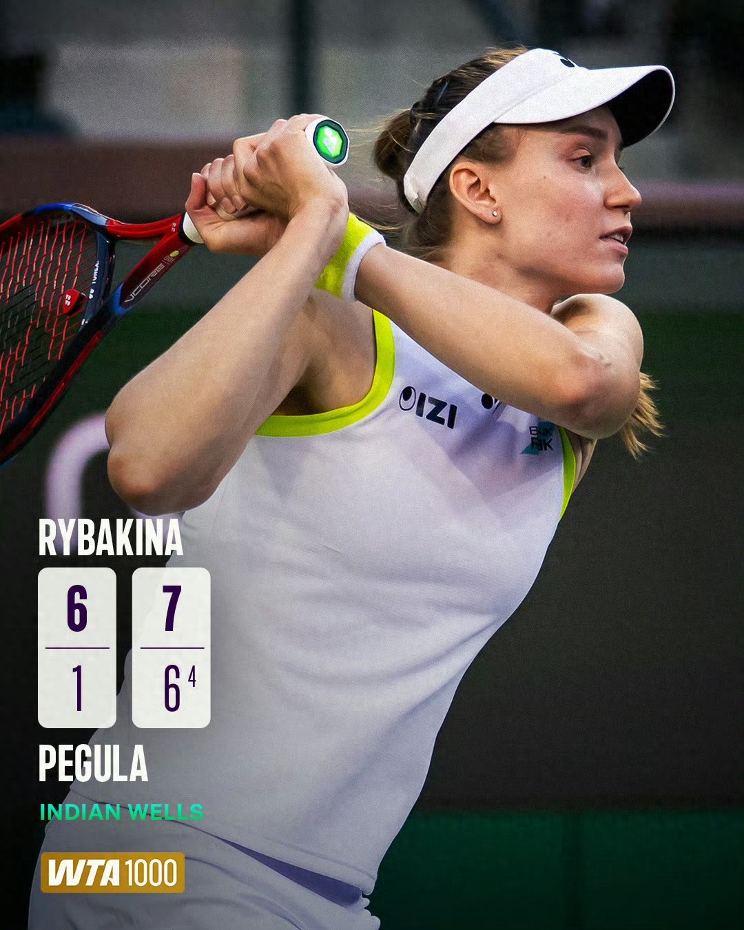 Elena Rybakina defeats Pegula, ascends to world No. 2 for the first time.