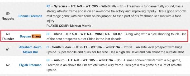 Explosive news! Predicted 60th pick! China's future top wing player