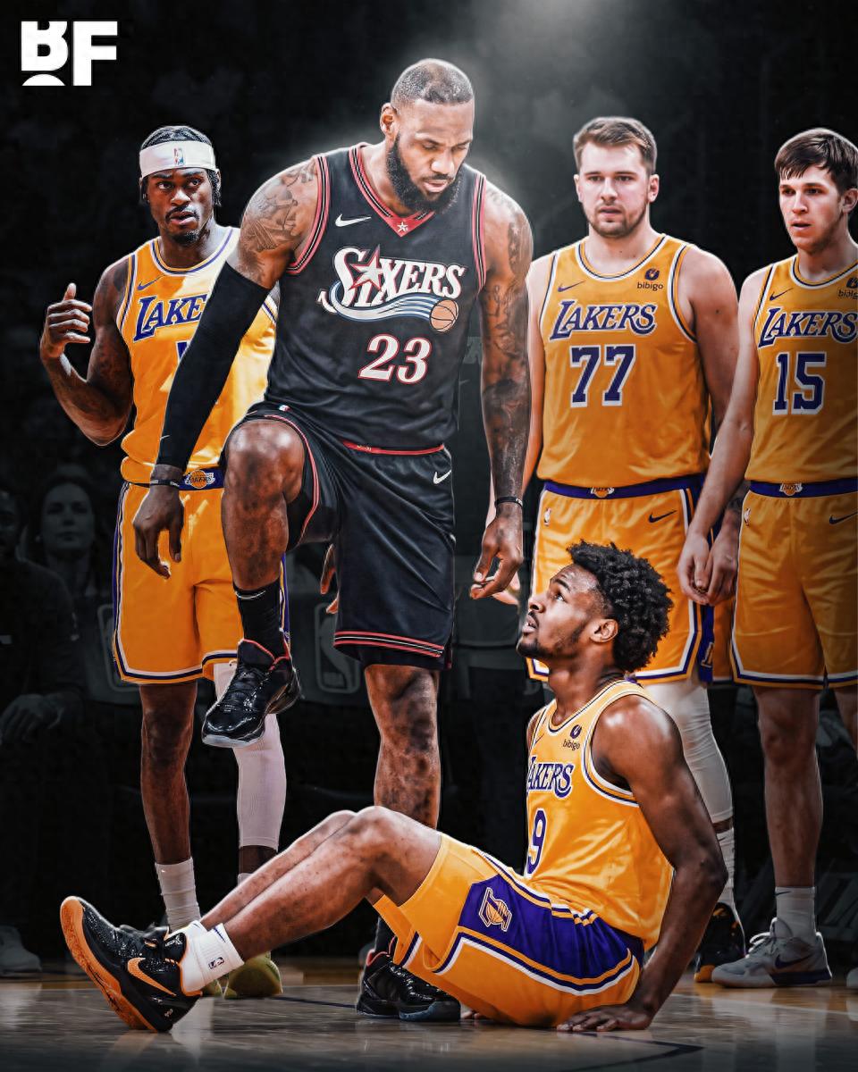 Report: Bronny won't join the 76ers! Media shares a photoshopped image of father-son matchup: LeBron stepping over his son to reenact a classic moment