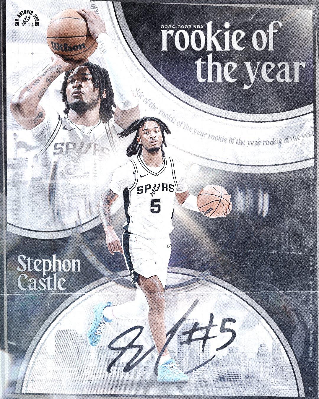 The fourth person in team history! Castle was named Rookie of the Year: Spurs player was elected for the second year in a row