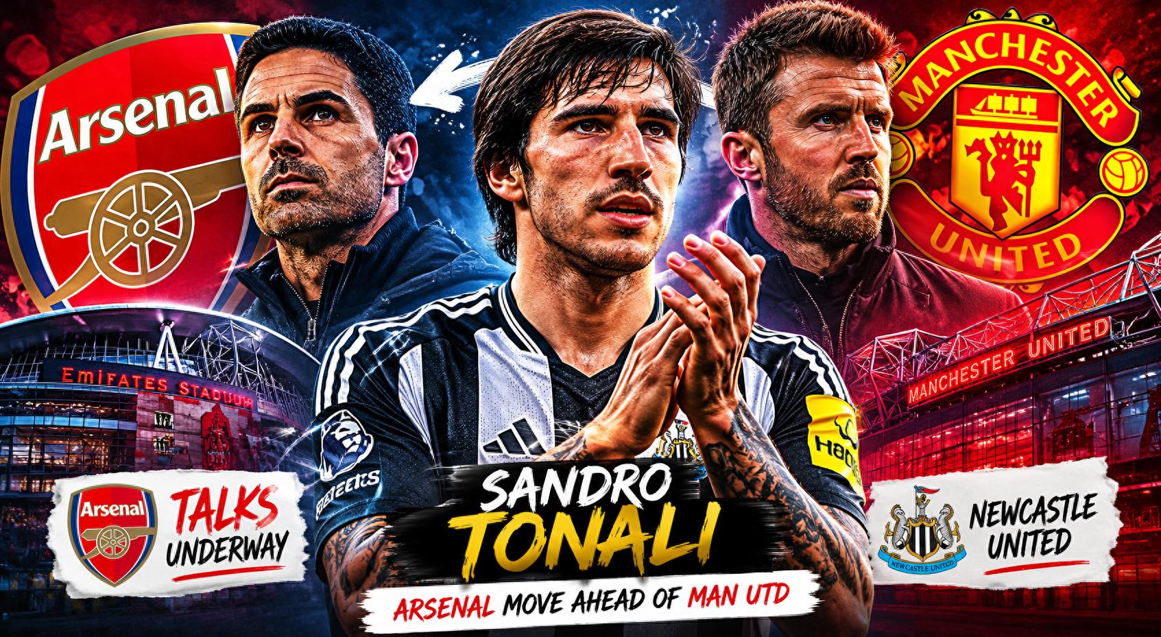 Arsenal looks to hijack Tonali's transfer! Manchester United's most expensive midfield target remains uncertain, with Ratcliffe yet to decide whom to sign.