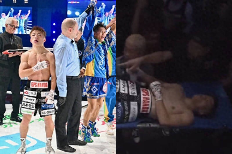 Japan's former world boxing champion Shigeoka Ginjiro was rushed to the hospital unconscious in the ring after his defeat