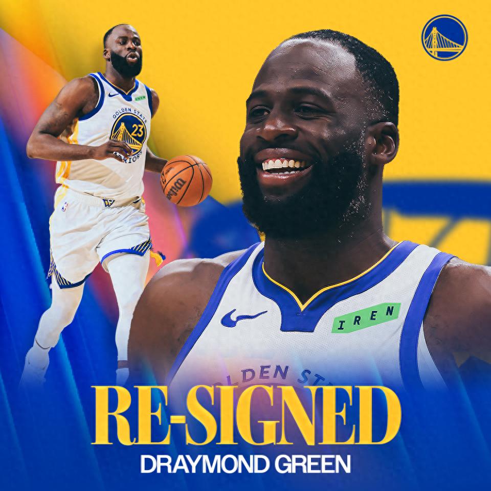 $27.7 million for one year! Warriors officially announce re-signing of 36-year-old Green to continue playing alongside Curry next season.