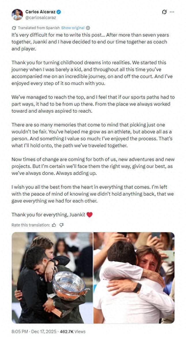 The reasons behind the split between Alcaraz and Ferrero have sparked four major speculations, with Marca reporting a significant salary cut for the new contract coach.