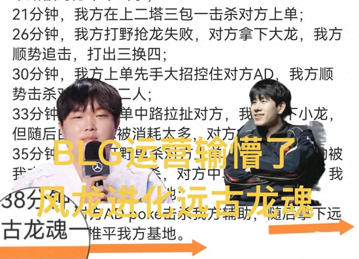 BLG's operations were stunned by the match loss, the match report mistakenly wrote Wind Dragon as Ancient Dragon Soul, Bin's flash prediction was too slick.