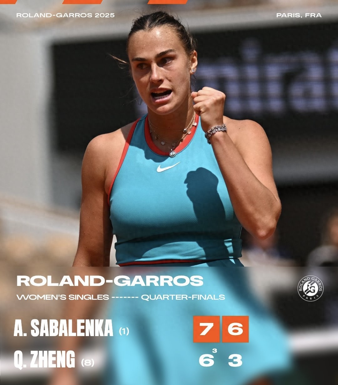 Sabalenka and Swiatek meet in the semi-finals of the French Open