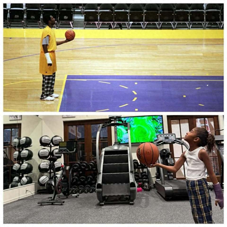 Vanessa updates her social media: Learning to play Chinese Mahjong, her youngest daughter mimics Kobe&#39;s classic moment of practicing with an injury.