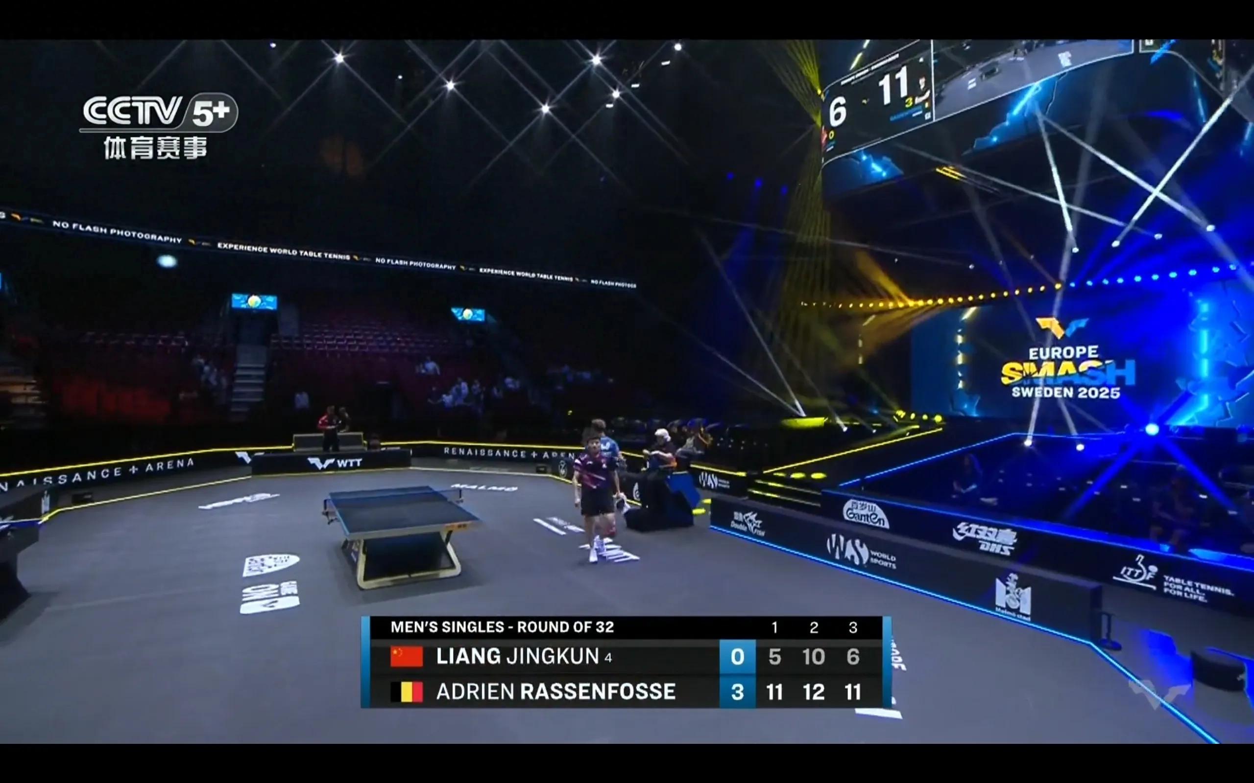 A shocking upset: Liang Jingkun lost 0-3 to Larson-Foss and was swept out of the competition.