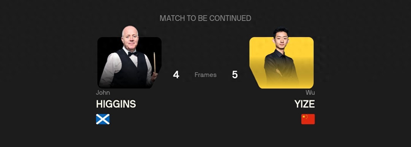 Latest update from the Snooker National Championship final: Wu Yize leads Higgins 5-4, with the championship to be decided tonight at 7:30 PM.