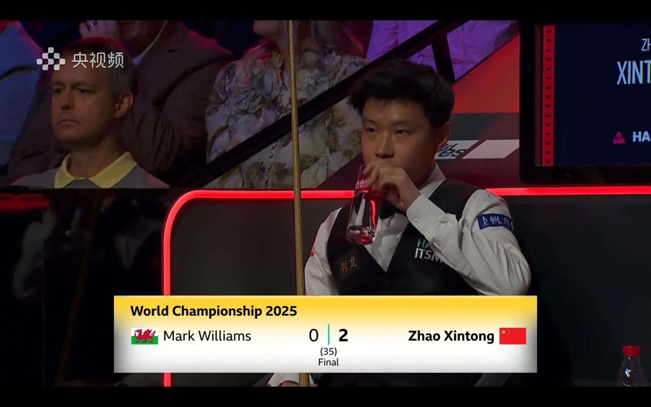 The latest report of the Snooker World Championship final Zhao Xintong leads Williams 2-0