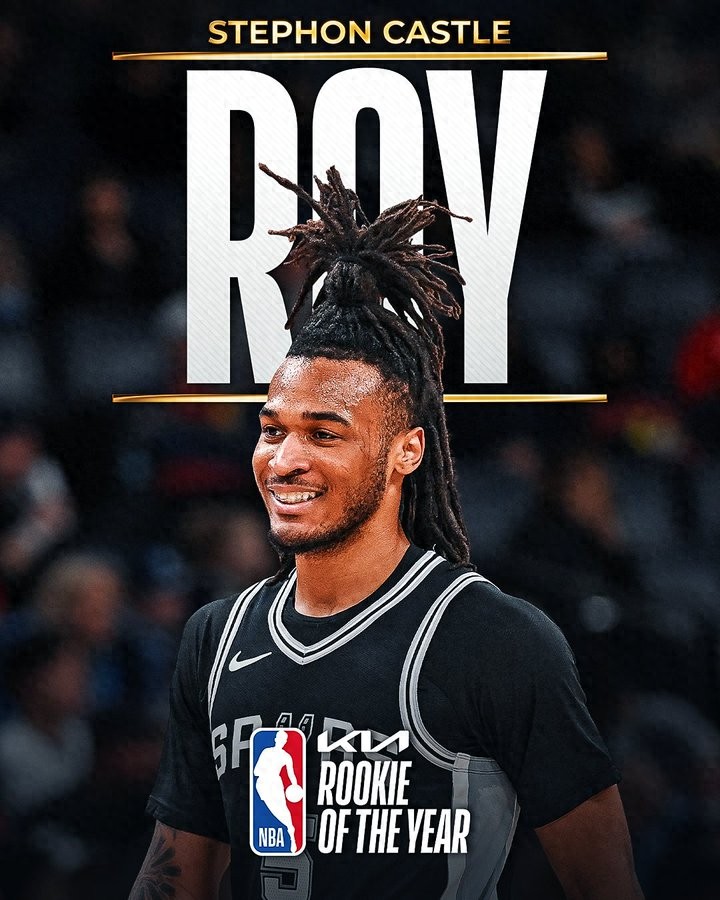 Castle won the NBA Rookie of the Year award, and the Spurs won the rookie king for two consecutive years, writing a rare record of 52 years