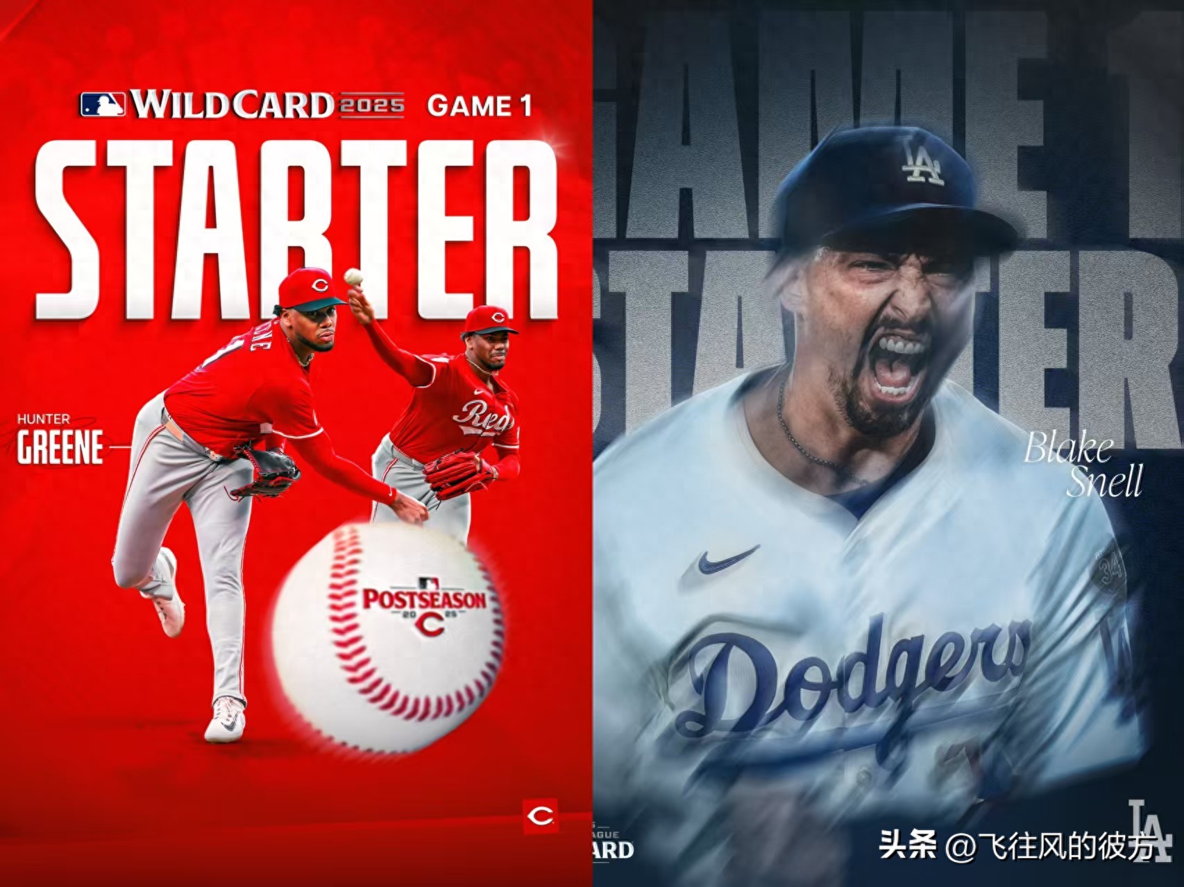 Dodgers and Reds open Wild Card series with two Cy Young winners: lefty Snell faces fireballer Greene.