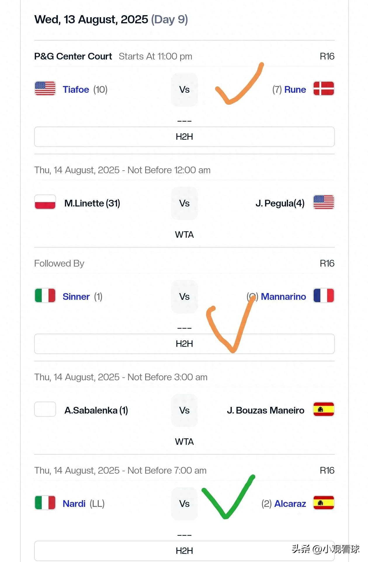 Cincinnati match schedule (August 13, 2025): Zverev/Nakajima doubleheader