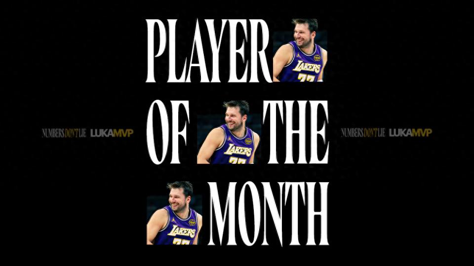 Seventh Career Monthly MVP Award! Doncic Averaged 37+8+7 to Win the Honor and Also Received Nomination for Monthly Best Defensive Player