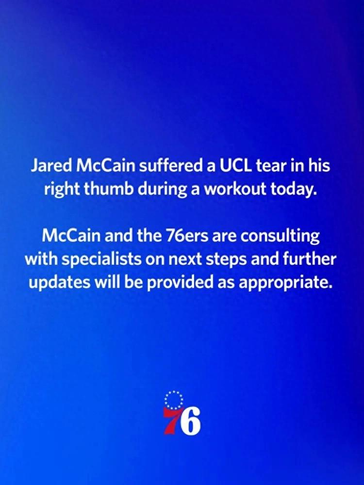 No more playing! Thumb ligament tear! NBA's strongest rookie suffers second major injury