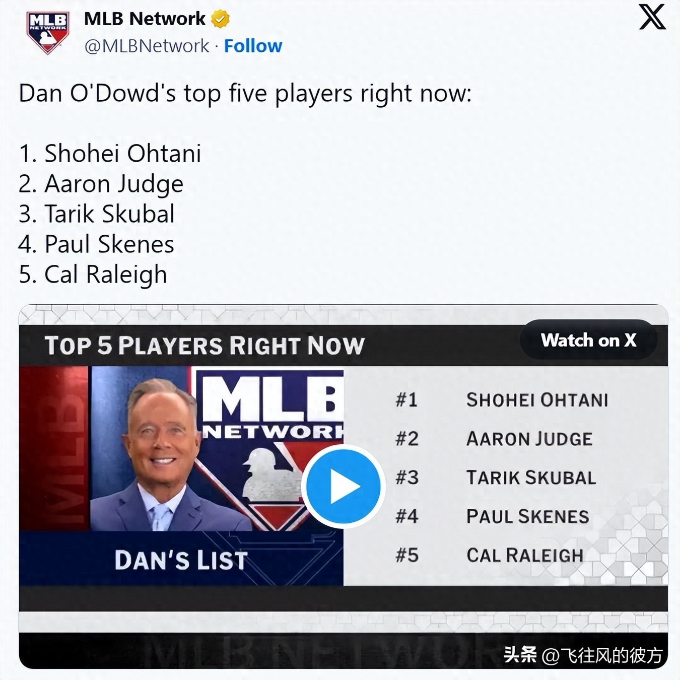 Former MLB General Manager Names Top Five Current Players; World Baseball Classic to Feature Elite Talent