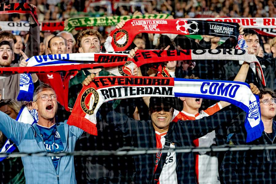 Feyenoord fans after the UEFA Champions League win against Como