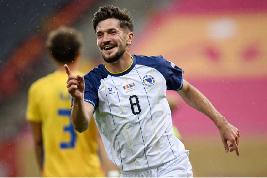 Armin Gigovic celebrates scoring Armin Gigovic celebrates scoring