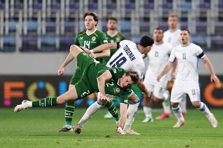 Republic of Ireland's Jimmy Dunne in action with Israel's Dor Turgeman