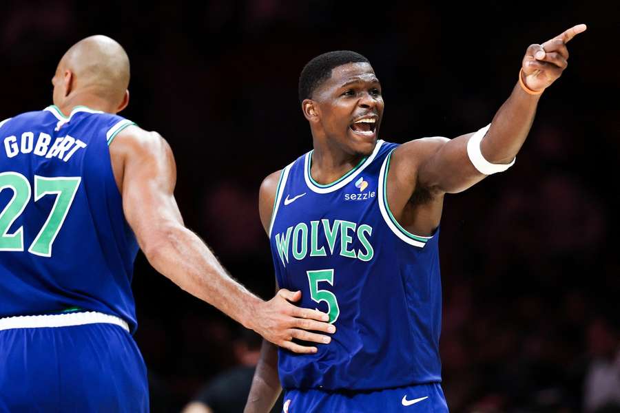 Anthony Edwards reacts during 2026-27 season opener against the Miami Heat