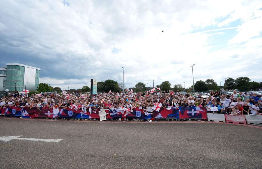 England fans wait outside London Southend Airport England fans wait outside London Southend Airport