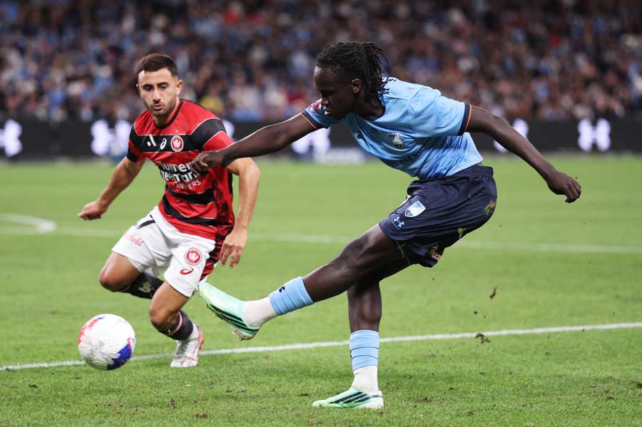 Akol Akon during the Round 1 derby against Western Sydney Wanderers. Akol Akon during the Round 1 derby against Western Sydney Wanderers.