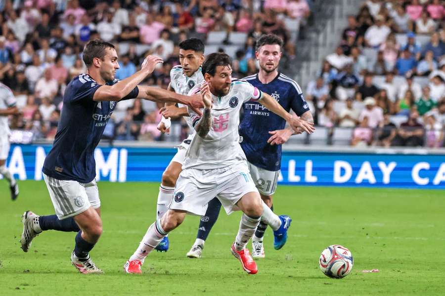 Messi controlling the ball during Inter Miami-New York FC matchup Messi controlling the ball during Inter Miami-New York FC matchup