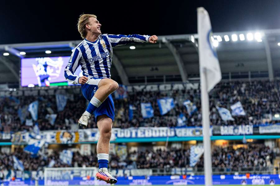 Noah Tolf celebrates his winning goal for Goteborg Noah Tolf celebrates his winning goal for Goteborg
