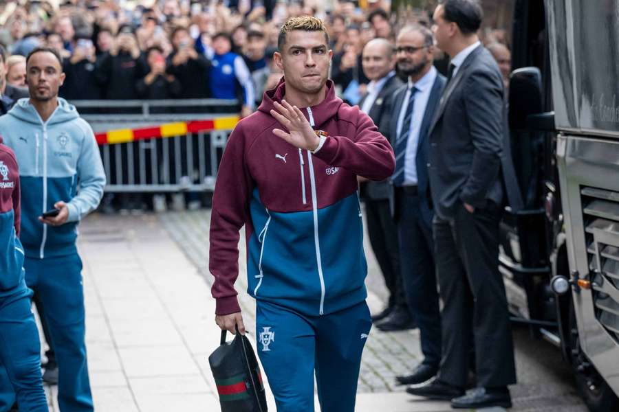 Cristiano Ronaldo and the rest of the Portugal national team leave their hotel in Malmo