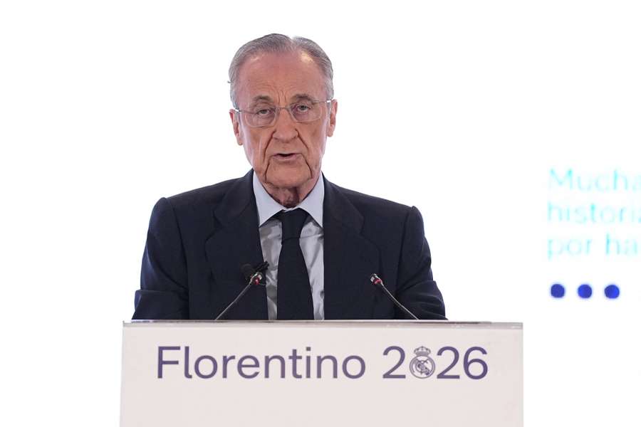 Florentino Perez speaking after winning the Real Madrid presidential election