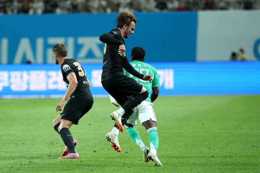 James Maddison (centre) reacts to an injury in pre-season against Newcastle
