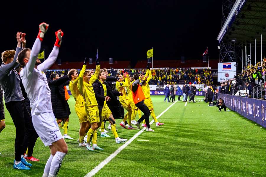 Bodo/Glimt celebrate their win Bodo/Glimt celebrate their win